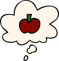 cartoon apple symbol with thought bubble in comic book style png