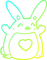 freddo pendenza linea disegno di un' cartone animato coniglio con amore cuore png