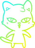 frio gradiente linha desenhando do uma desenho animado gato png