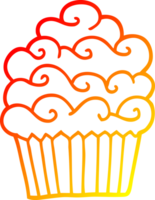 caldo pendenza linea disegno di un' cartone animato vaniglia Cupcake png