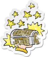 retro distressed sticker of a cartoon treasure chest png