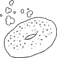 drawn black and white cartoon bagel png