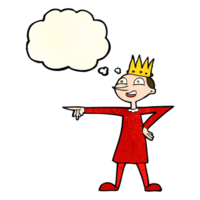 desenho animado príncipe apontando com balão de pensamento png