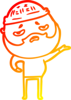 warm gradient line drawing of a cartoon worried man with beard png