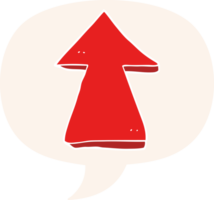 cartoon pointing arrow with speech bubble in retro style png