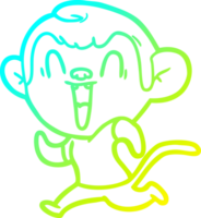 cold gradient line drawing of a cartoon laughing monkey png