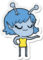 sticker of a smiling alien girl cartoon png