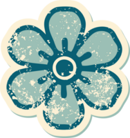 iconic distressed sticker tattoo style image of a flower png