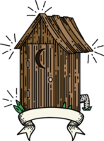 scroll banner with tattoo style outdoor toilet png