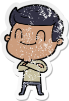 distressed sticker of a cartoon friendly man png