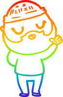 rainbow gradient line drawing of a cute cartoon man with beard png