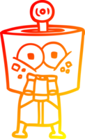 warm gradient line drawing of a happy cartoon robot png