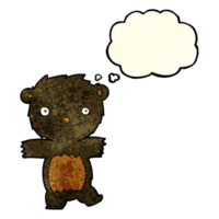 cartoon black bear cub with thought bubble png