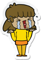 sticker of a cartoon woman in tears png