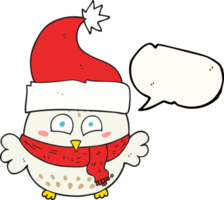 drawn speech bubble cartoon owl wearing christmas hat png
