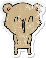 verontruste sticker van een vrolijke berencartoon png