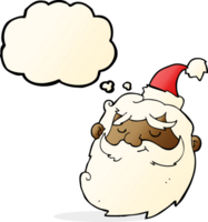 visage de père noël dessin animé avec bulle de pensée png