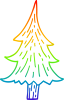 rainbow gradient line drawing of a cartoon pine trees png