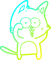 cold gradient line drawing of a funny cartoon cat png