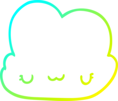 cold gradient line drawing of a cute cartoon cloud png