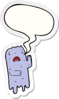 desenho animado fantasma com discurso bolha adesivo png