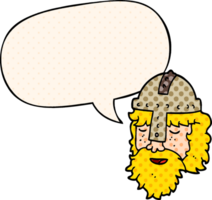 desenho animado viking face com discurso bolha dentro quadrinho livro estilo png