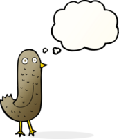 funny cartoon bird with thought bubble png