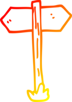 warm gradient line drawing of a cartoon sign posts png