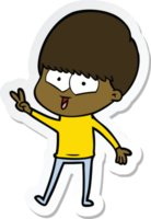 sticker of a cartoon happy boy png