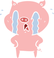 dessin animé de style plat couleur cochon qui pleure png