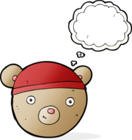 cartone animato orsacchiotto orso testa con pensato bolla png