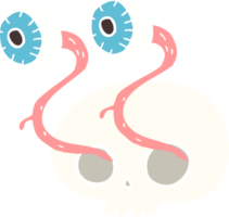 gross flat color illustration of eyeball skull png