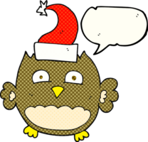 drawn comic book speech bubble cartoon owl wearing christmas hat png