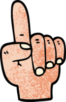 grunge textured illustration cartoon pointing hand png