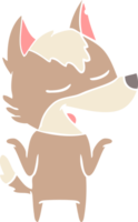 loup de dessin animé de style plat couleur riant png