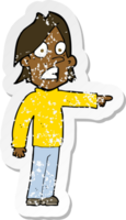 retro noodlijdende sticker van een cartoon verraste man png