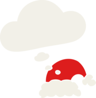 cartoon christmas hat with thought bubble in retro style png