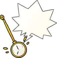 Karikatur schwingen Gold Hypnotiseur Uhr mit Rede Blase im glatt Gradient Stil png