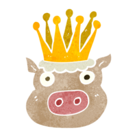 retro cartoon crowned pig png