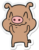 sticker of a nervous cartoon pig png