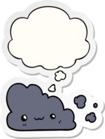 cute cartoon cloud with thought bubble as a printed sticker png