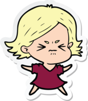 sticker of a cartoon angry woman png