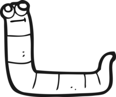 drawn black and white cartoon worm png