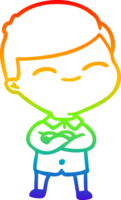 rainbow gradient line drawing of a cartoon smiling boy png