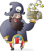 drawn cartoon pirate captain with treasure chest png