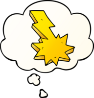 cartoon lightning strike with thought bubble in smooth gradient style png