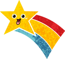 retro illustration style cartoon of a shooting rainbow star png