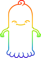 rainbow gradient line drawing of a cartoon ghost png