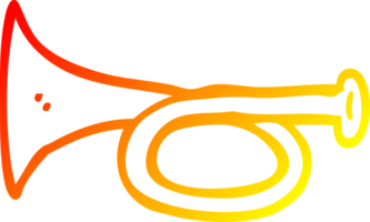 warm gradient line drawing of a cartoon metal trumpet png