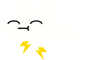 flat color retro cartoon of a thunder cloud png